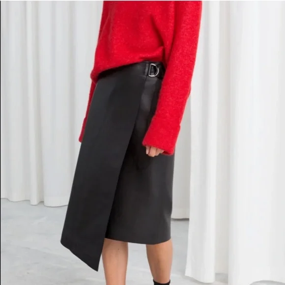 & Other Stories Black Leather Skirt 2 NWT - Picture 5 of 10